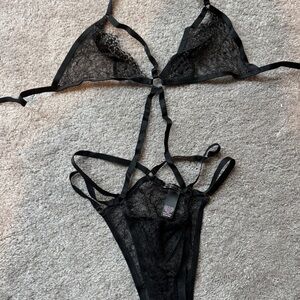 Victoria's Secret Black Lace Bra Set